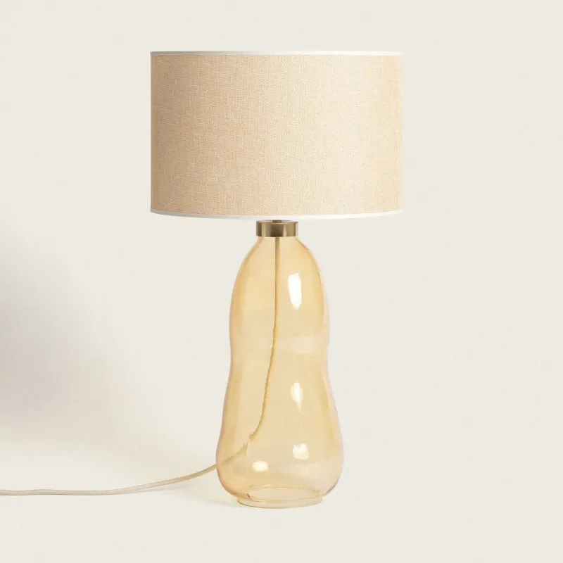 lampe-a-poser-verre-et-abat-jour-tissu-