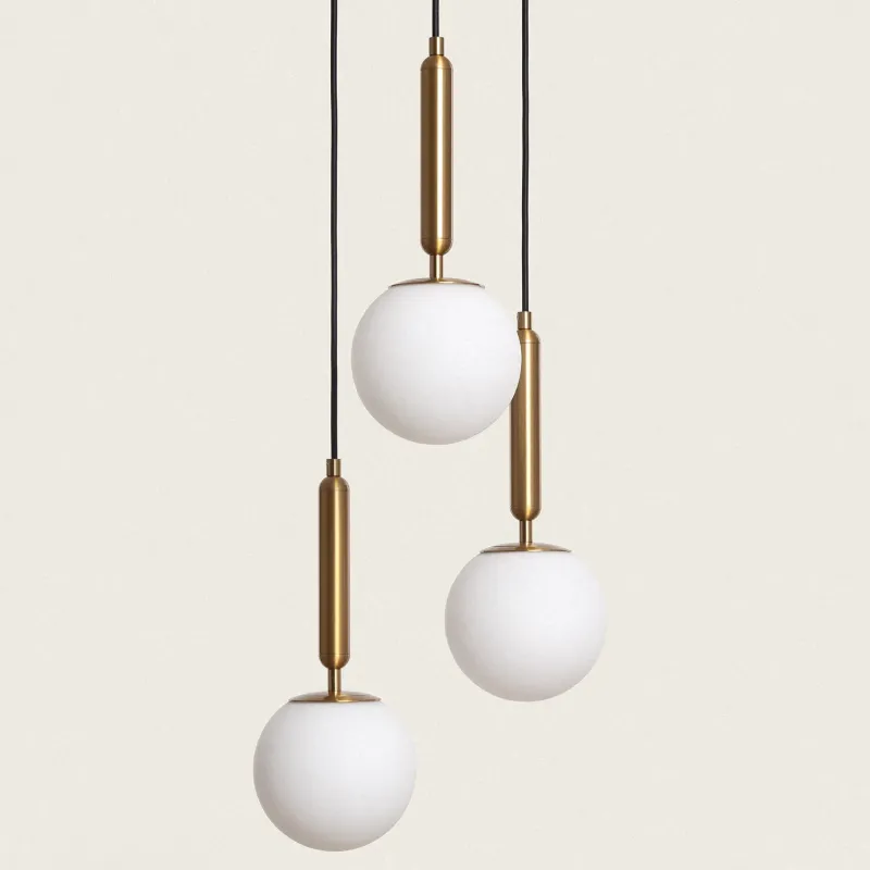 suspension-metal-dore-et-triples-boules-verre-culot-e27