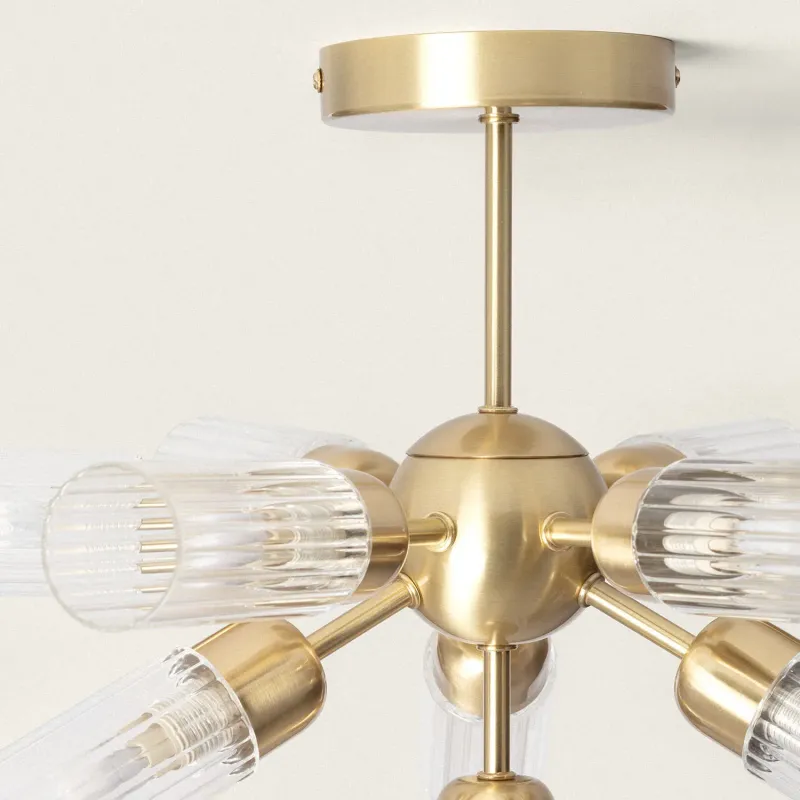 plafonnier-luminaire-10-tetes-metal-dore-et-verre-culot-g9
