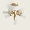 plafonnier-luminaire-10-tetes-metal-dore-et-verre-culot-g9