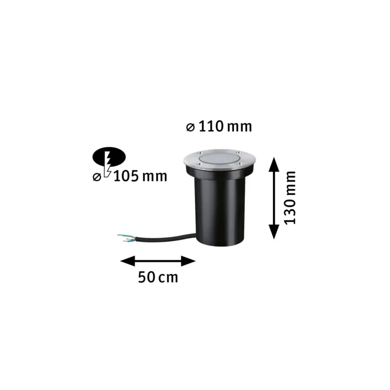 Encastré de sol LED IP65 110mm 2200K 4,3W 320lm 230V 38° Acier inoxydable
