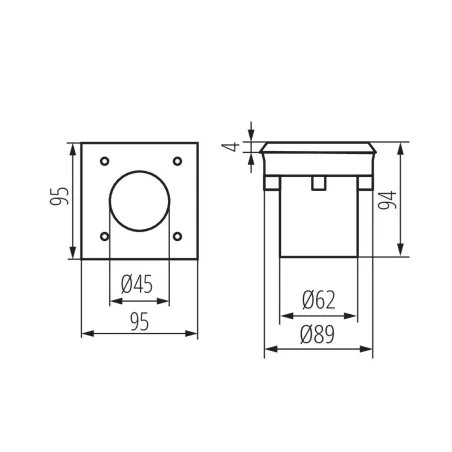 GORDO N 1W CW-L-SR encastré de sol carré