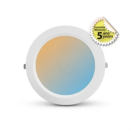 ORION DOWNLIGHT DIAM 195MM MULTI-PUIS 25/30W CCT IP54 BLC AJUST 5ANS