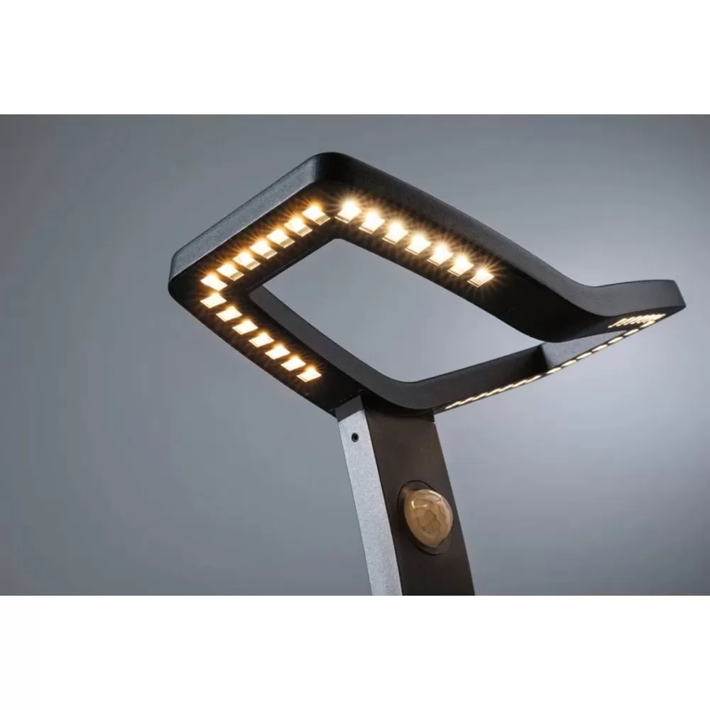 Borne lumineuse LED Alara Détecteur de mouvement IP44 carré 665mm 3000K 10W 450lm 230V Anthracite Métal