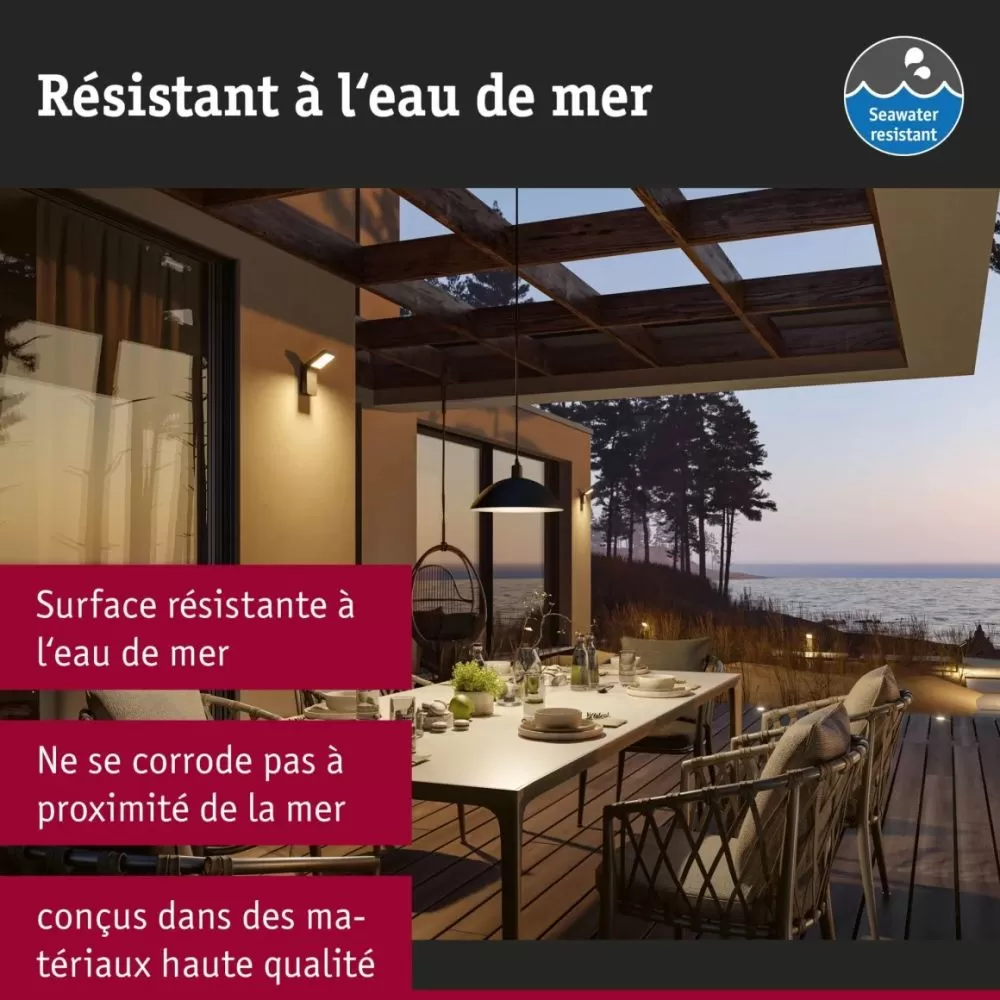 Borne lumineuse LED Alara Détecteur de mouvement IP44 carré 665mm 3000K 10W 450lm 230V Anthracite Métal