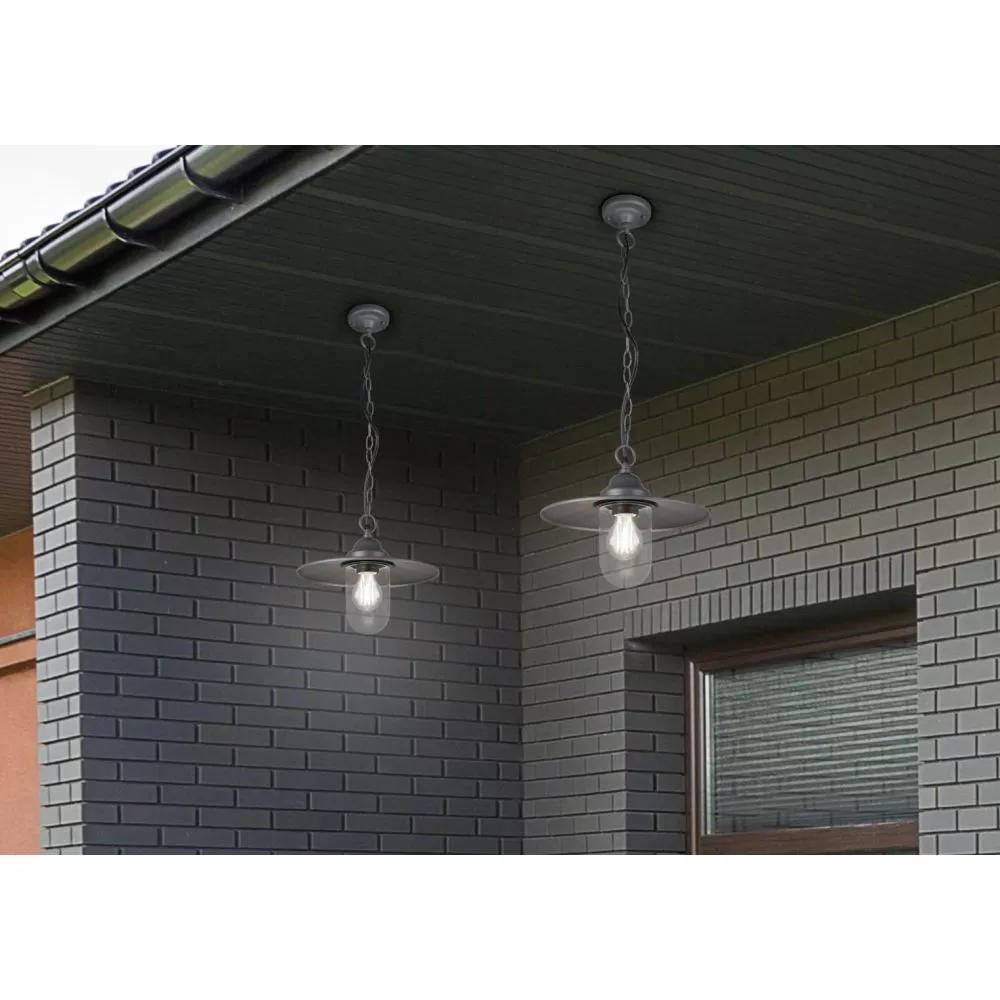 TRIO Suspension extérieur antracite et transparent claire BRENTA - ...
