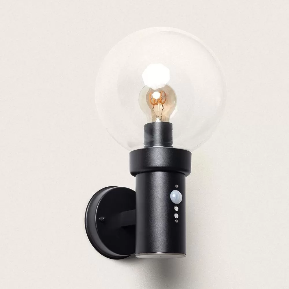 applique-murale-detecteur-exterieure-noire-culot-e27-ip44-220v