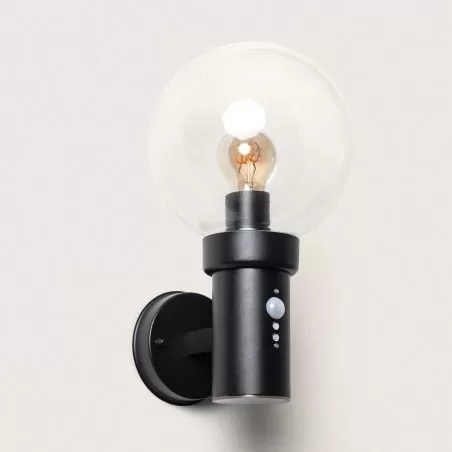 applique-murale-detecteur-exterieure-noire-culot-e27-ip44-220v