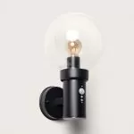 applique-murale-detecteur-exterieure-noire-culot-e27-ip44-220v