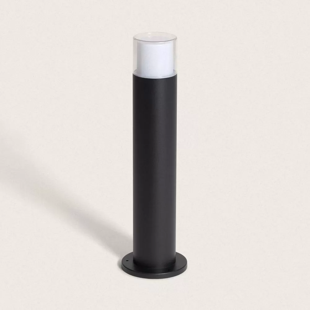 borne-potelet-50cm-exterieure-metal-noir-effet-bois-ip44-220v