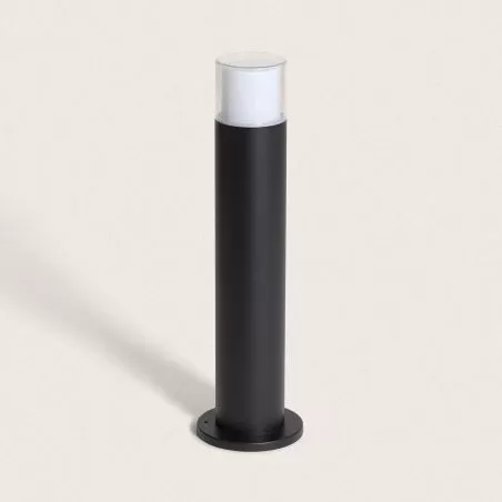 borne-potelet-50cm-exterieure-metal-noir-effet-bois-ip44-220v