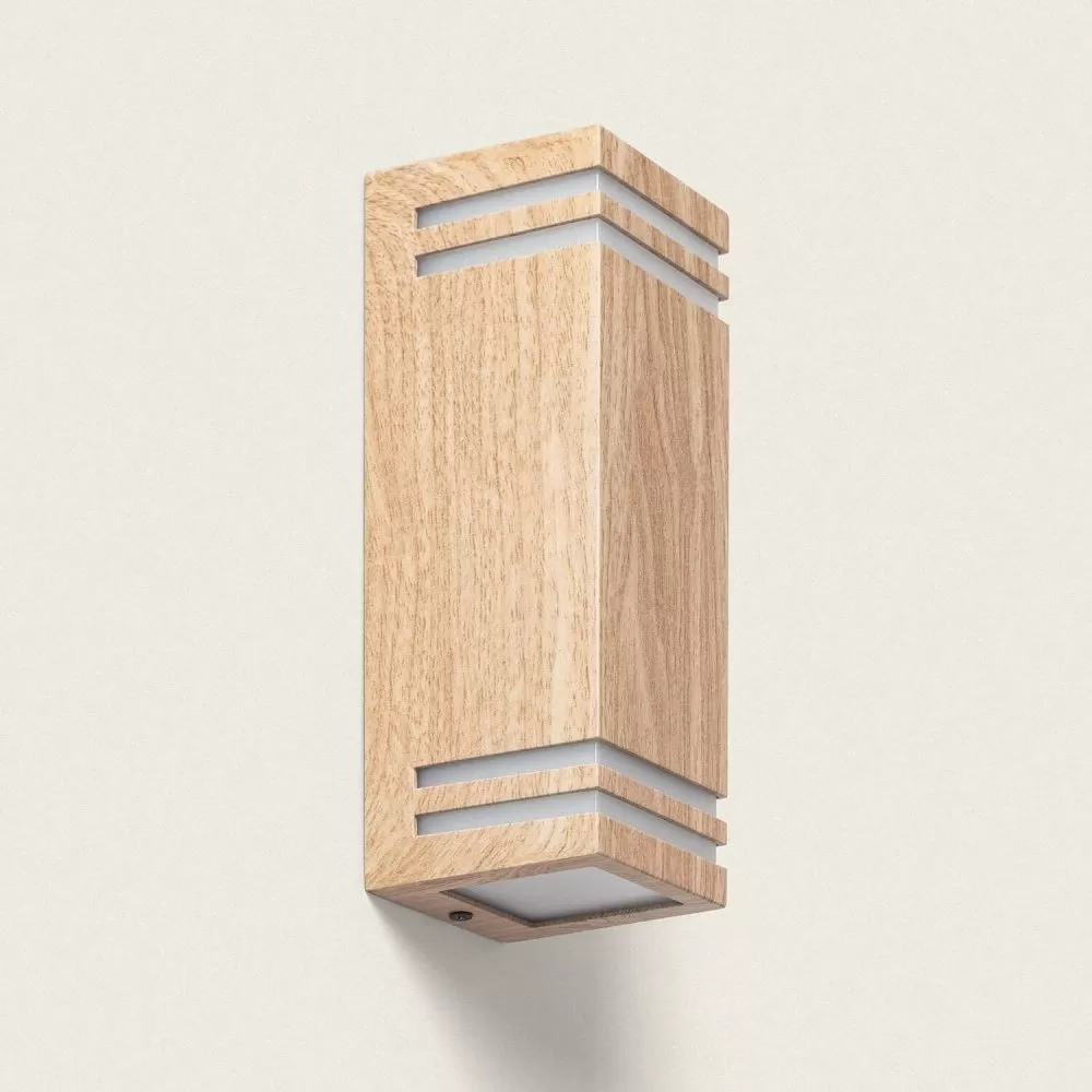 applique-murale-metal-effet-bois-double-gu10-etanche-ip44