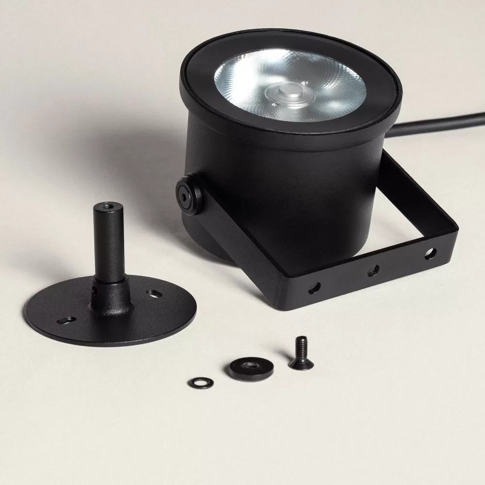 Projecteur led 10W noir extra plat ip65-1000 lumens etanche exterieur rocaille jardin