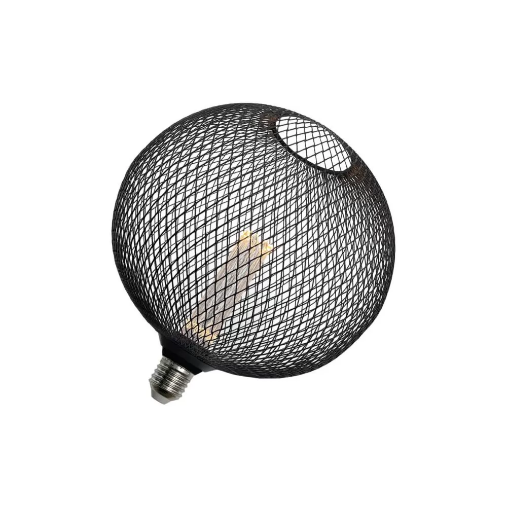ampoule-filament-led-4w-400lm-culot-e27-globe-grille-noire-200mm