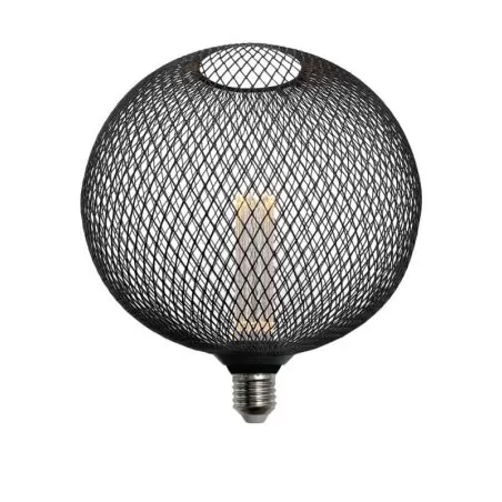 ampoule-filament-led-4w-400lm-culot-e27-globe-grille-noire-200mm