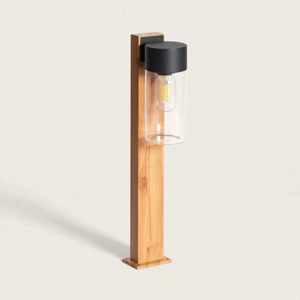 borne-potelet-50cm-exterieure-noire-effet-bois-ip44-220v