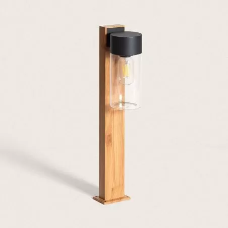 borne-potelet-50cm-exterieure-noire-effet-bois-ip44-220v