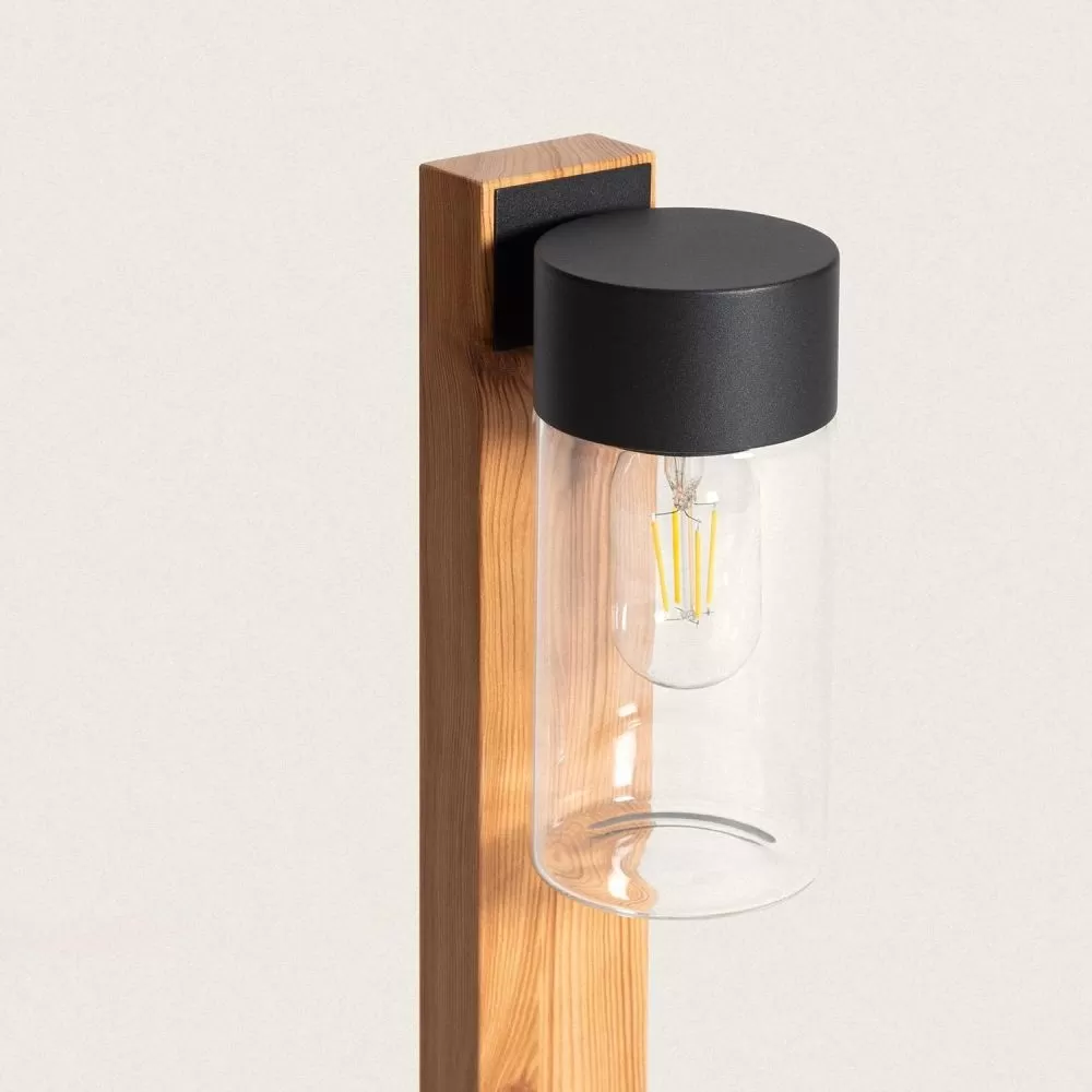borne-potelet-50cm-exterieure-noire-effet-bois-ip44-220v