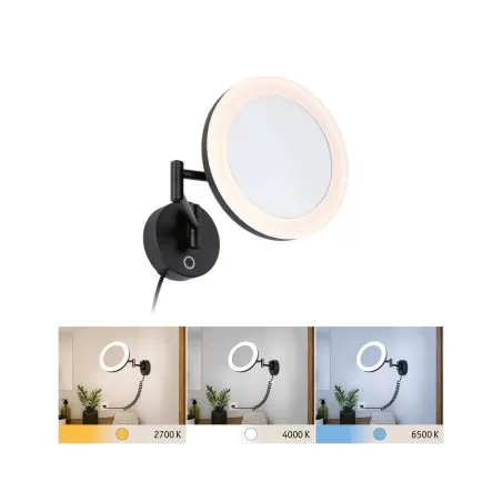 Miroir cosmétique LED Masua IP44 White Switch 55lm 230V 4W noir