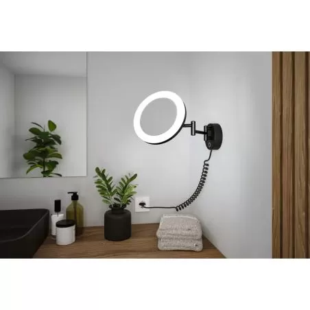 Miroir cosmétique LED Masua IP44 White Switch 55lm 230V 4W noir