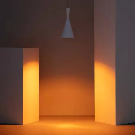 suspension-moderne-blanche-lustre-plafonnier-conique-culot-ampoule-e27