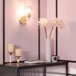 applique murale luminaire acier doré boule verre clair 28cm culot e27