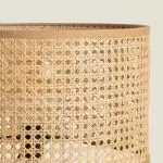 Lampadaire a poser bois rotin douille culot e27
