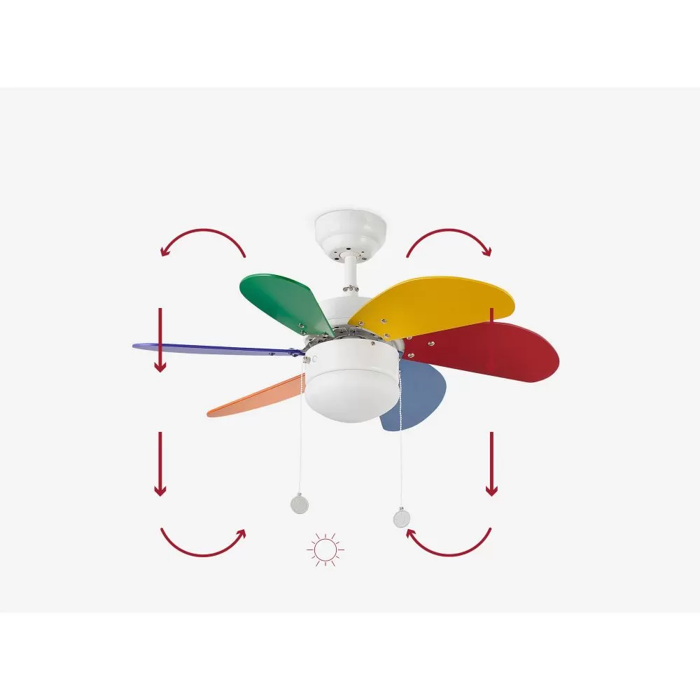 PALAO S Ventilateur multicouleurs de plafond