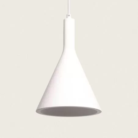 suspension-blanche-luminaire-suspendu-platre-conique