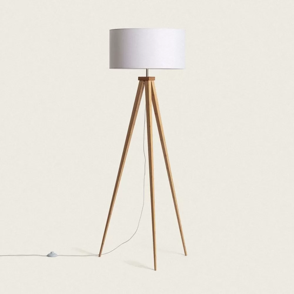 lampadaire-bois-naturelpvc-blanc-e27