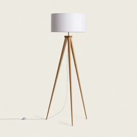 lampadaire-bois-naturelpvc-blanc-e27