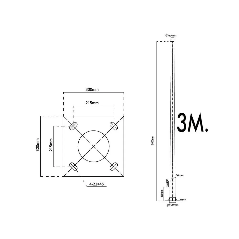mat-poteau-4-metres-pour-tete-tete-visser-eclairage-public-noir