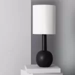 lampe-de-table-pied-socle-porcelaine-noire-culot-e27-abat-jour-blanc