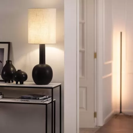 lampe-de-table-pied-socle-porcelaine-noire-culot-e27-abat-jour-blanc