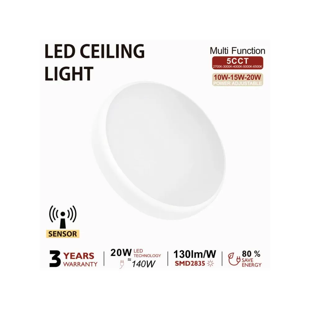 plafonnier-led-detecteur-hf-ip44-3-puissances-et-5-teintes-ajustable-