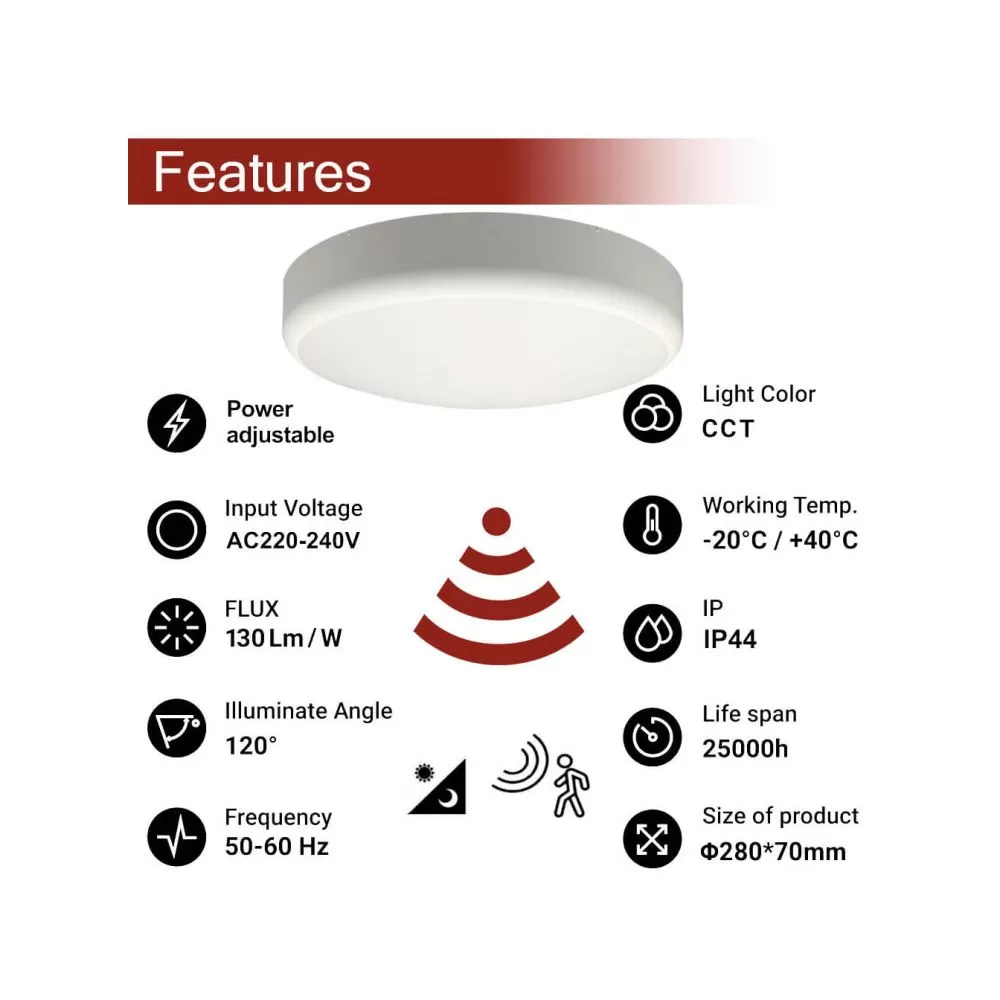 plafonnier-led-detecteur-hf-ip44-3-puissances-et-5-teintes-ajustable-