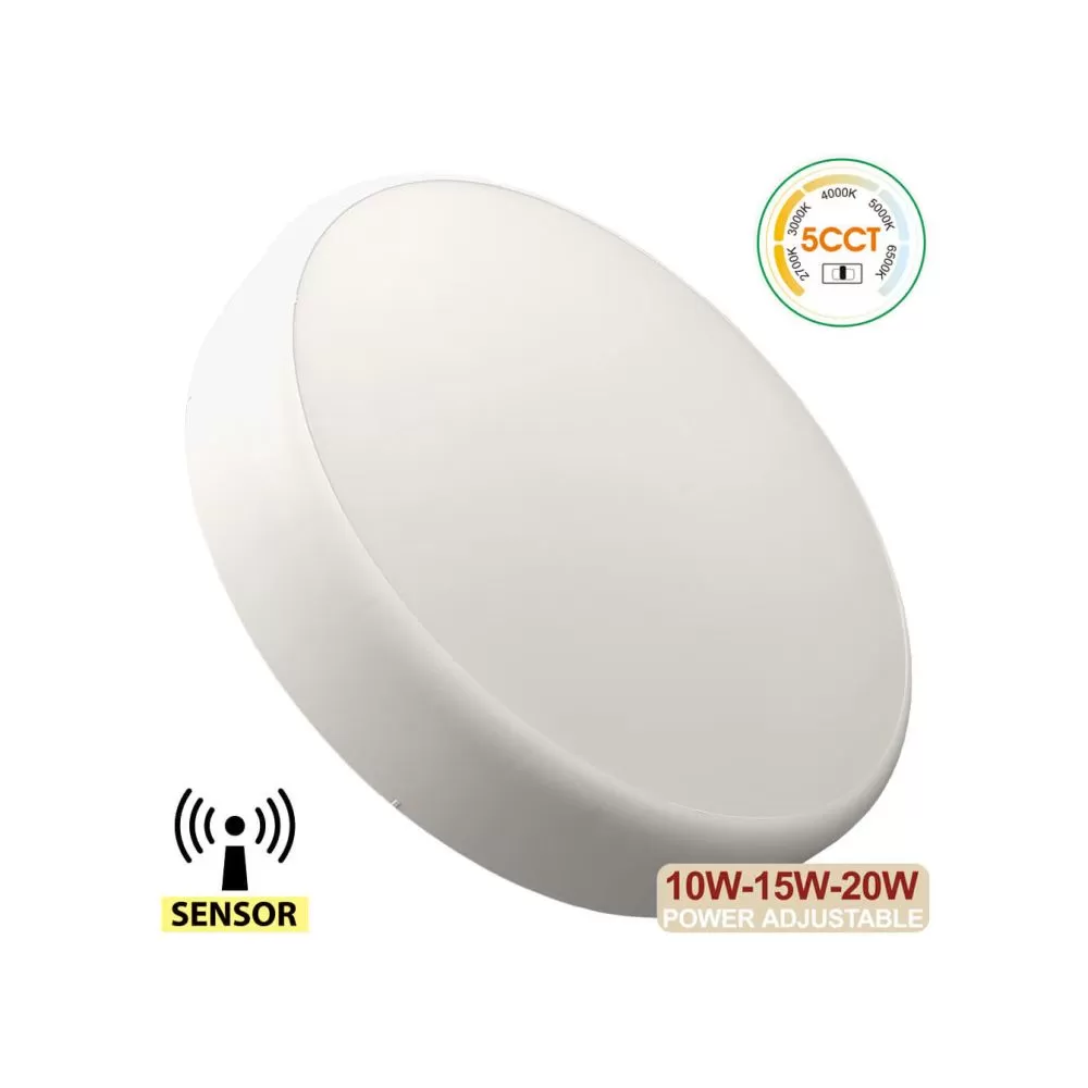 plafonnier-led-detecteur-hf-ip44-3-puissances-et-5-teintes-ajustable-