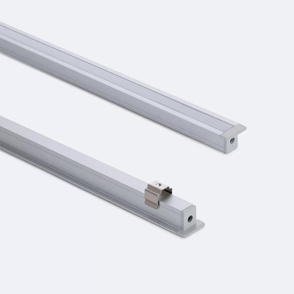 Profilé Aluminium ruban encastrable de sol avec diffuseur Continu pour Ruban LED