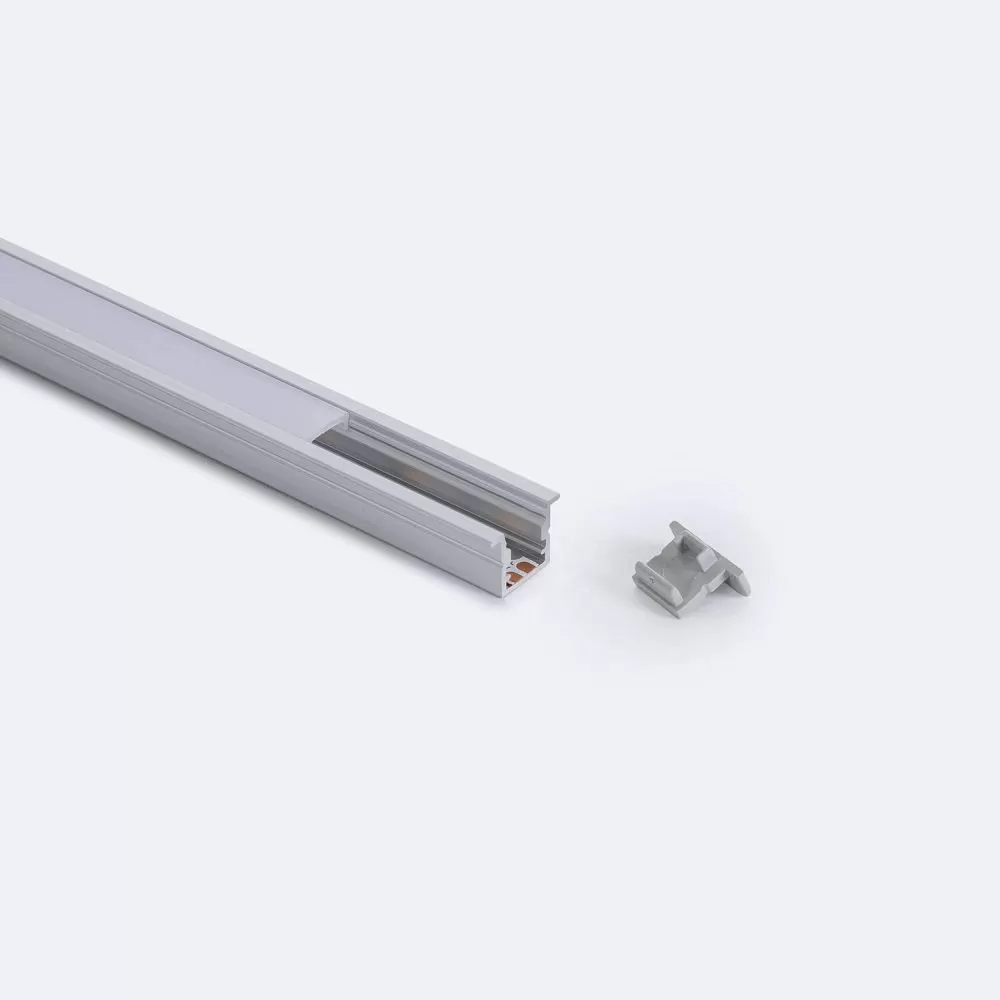 Profilé Aluminium ruban encastrable de sol avec diffuseur Continu pour Ruban LED