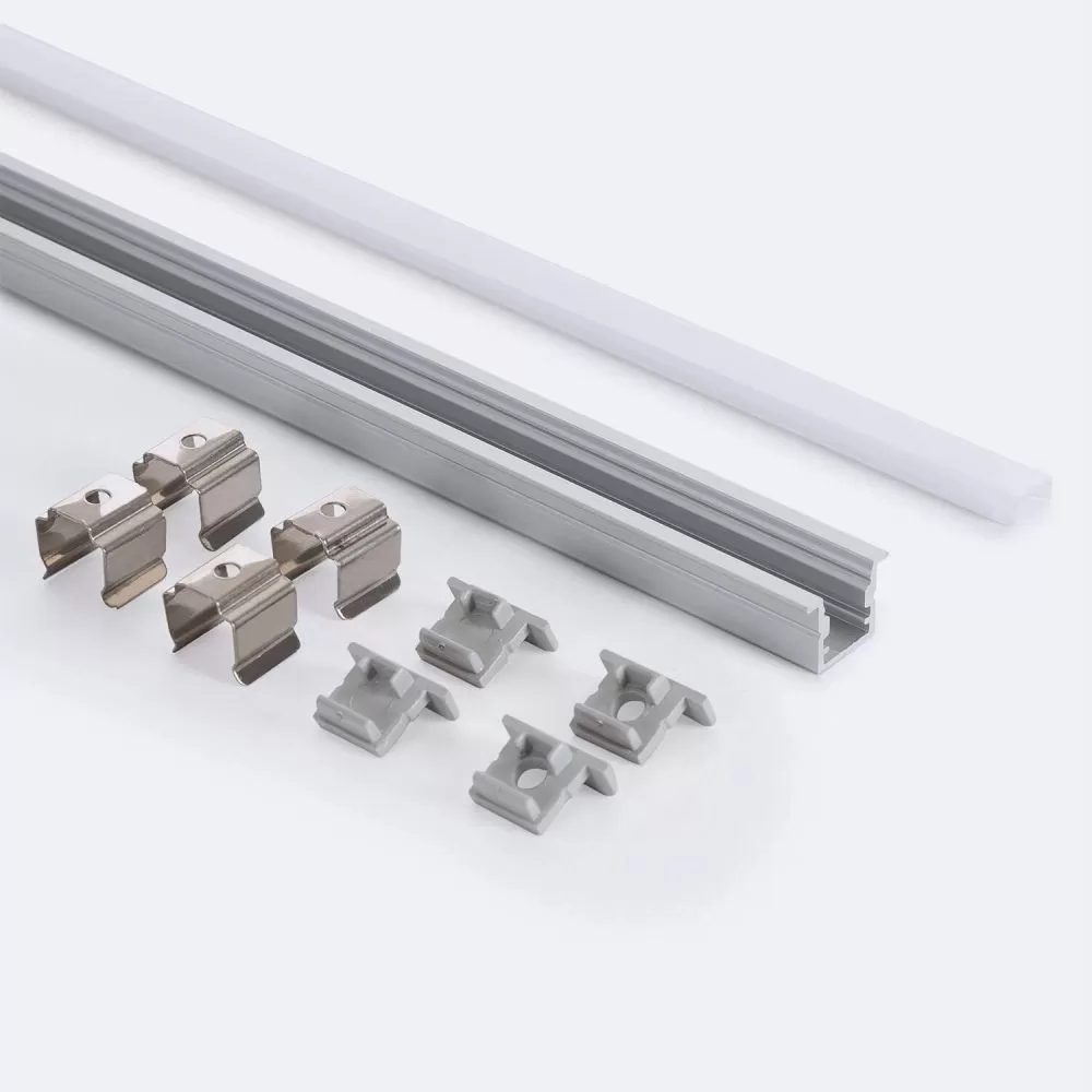Profilé Aluminium ruban encastrable de sol avec diffuseur Continu pour Ruban LED