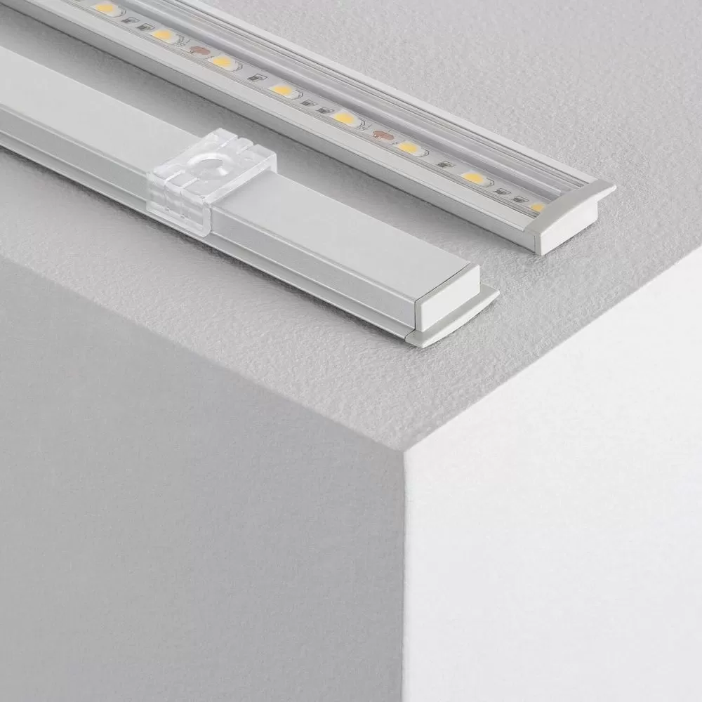 Profilé Aluminium ruban encastrable de sol avec diffuseur Continu pour Ruban LED