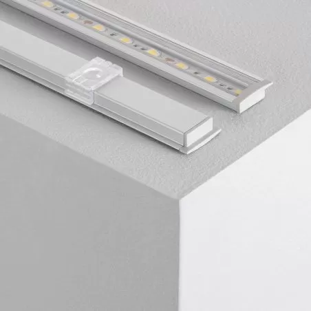 Profilé Aluminium ruban encastrable de sol avec diffuseur Continu pour Ruban LED