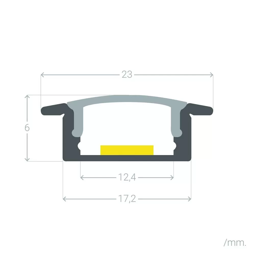 Profilé Aluminium ruban encastrable de sol avec diffuseur Continu pour Ruban LED