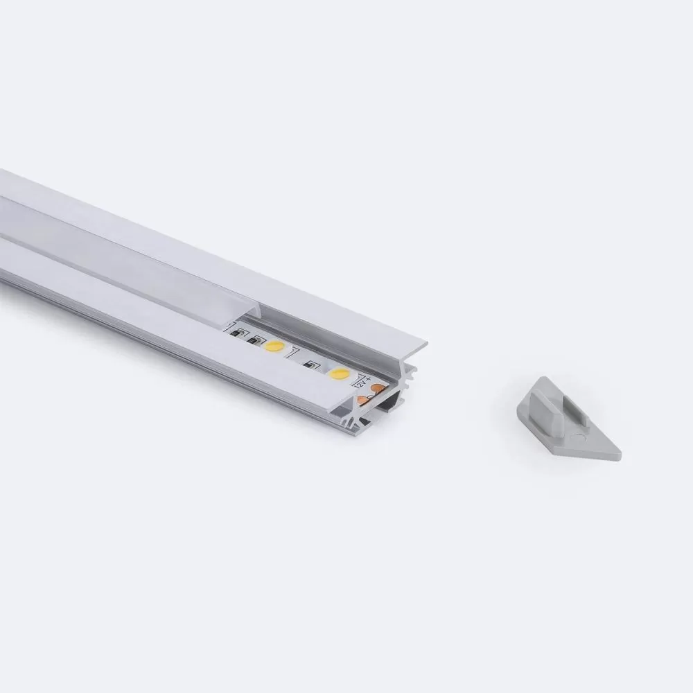 Profilé Aluminium ruban encastrable de sol avec diffuseur Continu pour Ruban LED