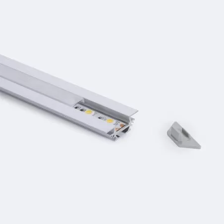 Profilé Aluminium ruban encastrable de sol avec diffuseur Continu pour Ruban LED