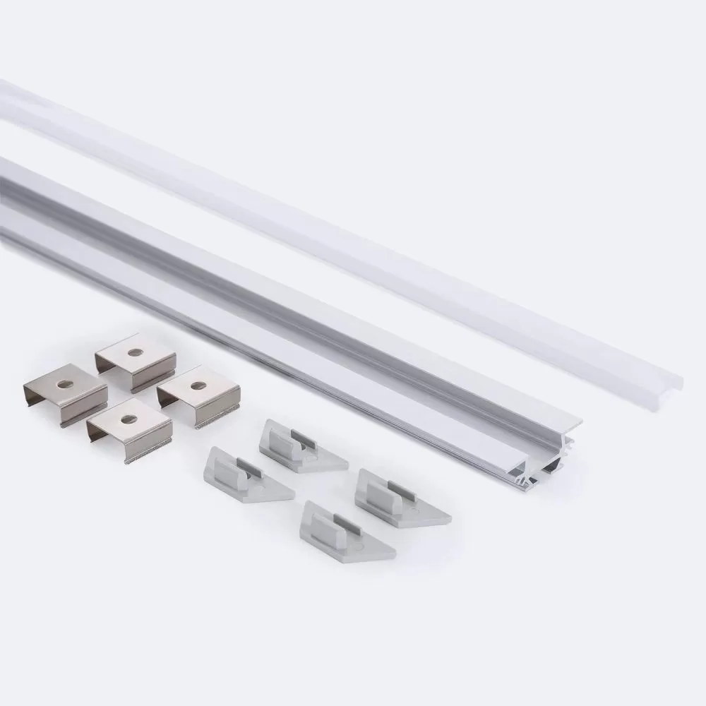 Profilé Aluminium ruban encastrable de sol avec diffuseur Continu pour Ruban LED