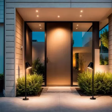 borne-tige-noire-60cm-led-6w-exterieur-rocaille-jardin