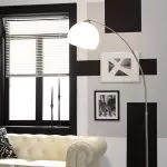 lampadaire 179cm arc chrome et blanc culot e27 pied aluminium moderne