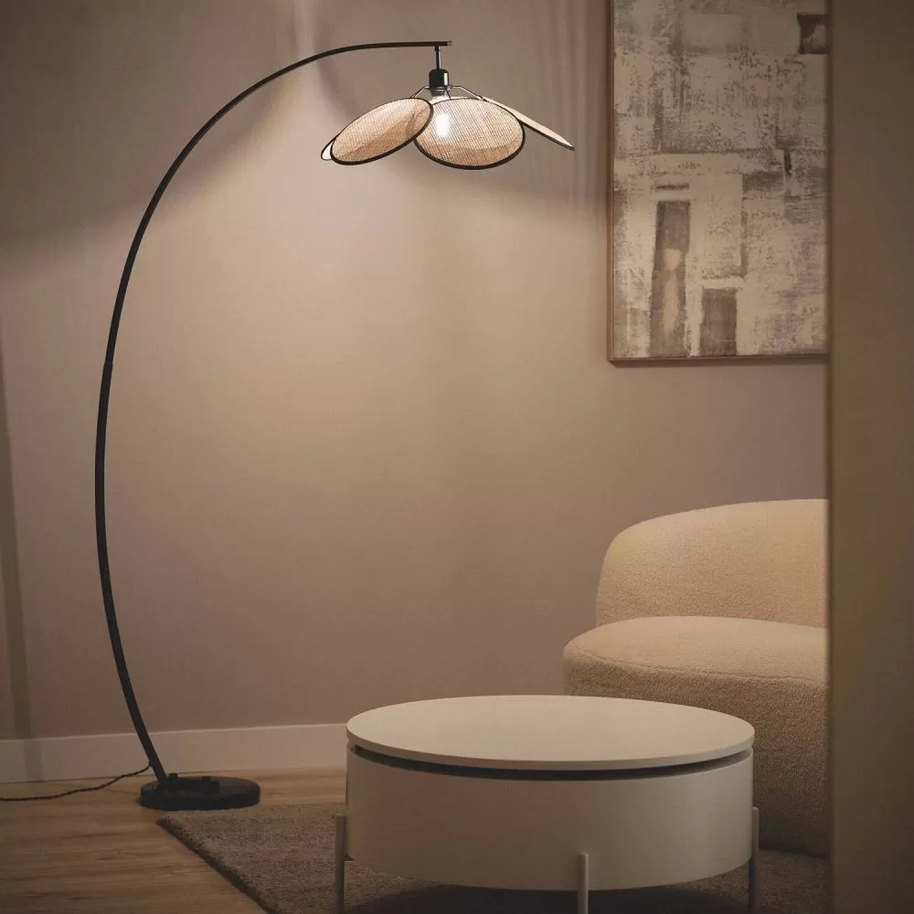 lampadaire-arc-metal-abat-jour-rotin-culot-1xe27
