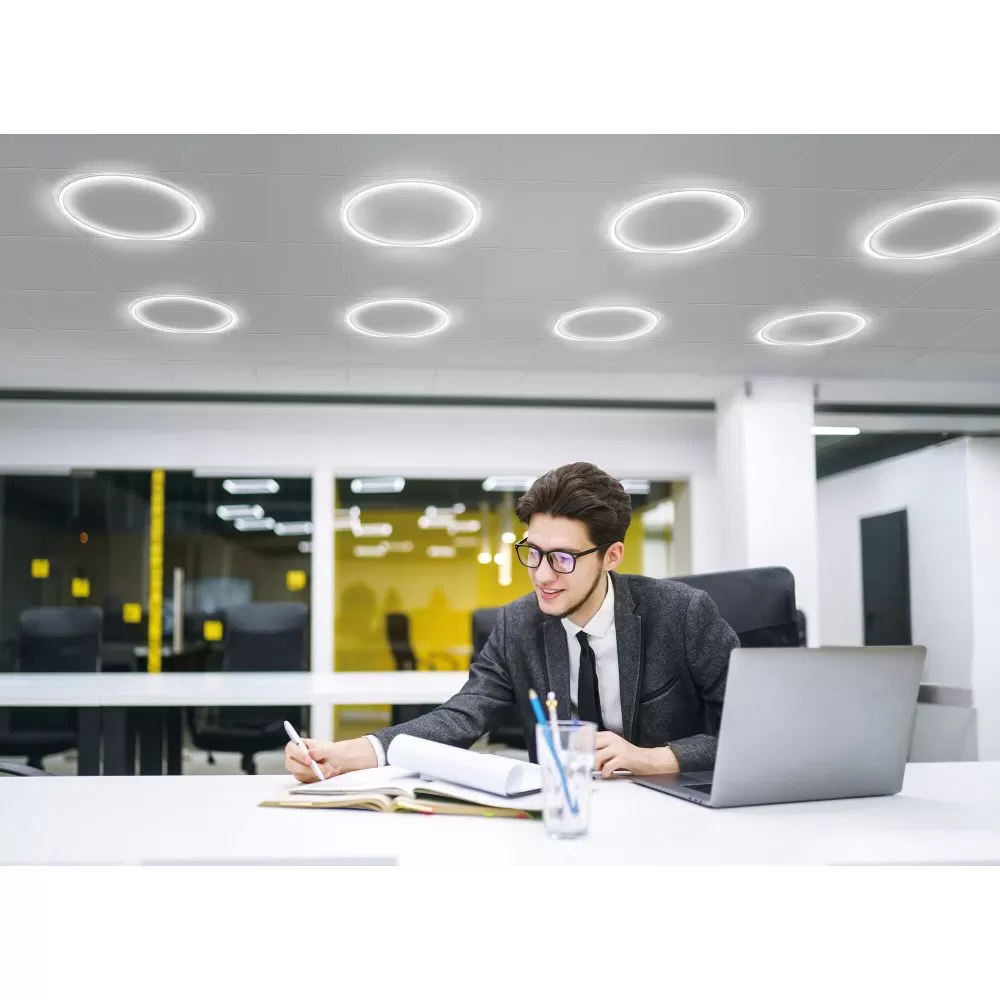 Plafonnier dalle ronde led 40w-3500lm-4000k-avar bureau acceuil